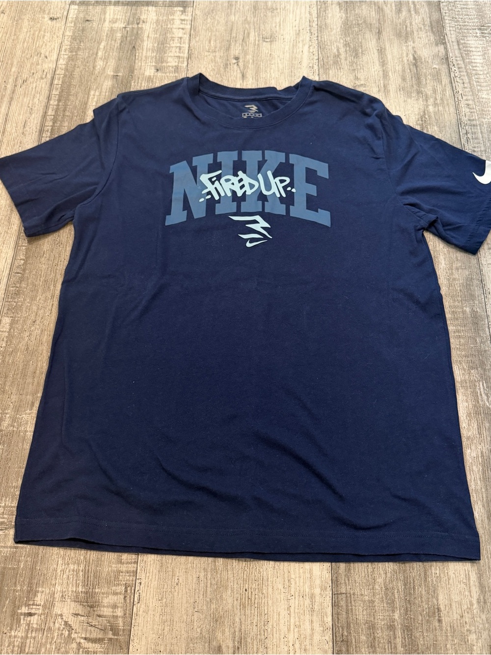 Nike 3 Brand Navy Tee with “Fired Up” logo Size Youth XL